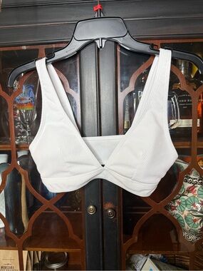 Zaful White Ribbed Bikini Top